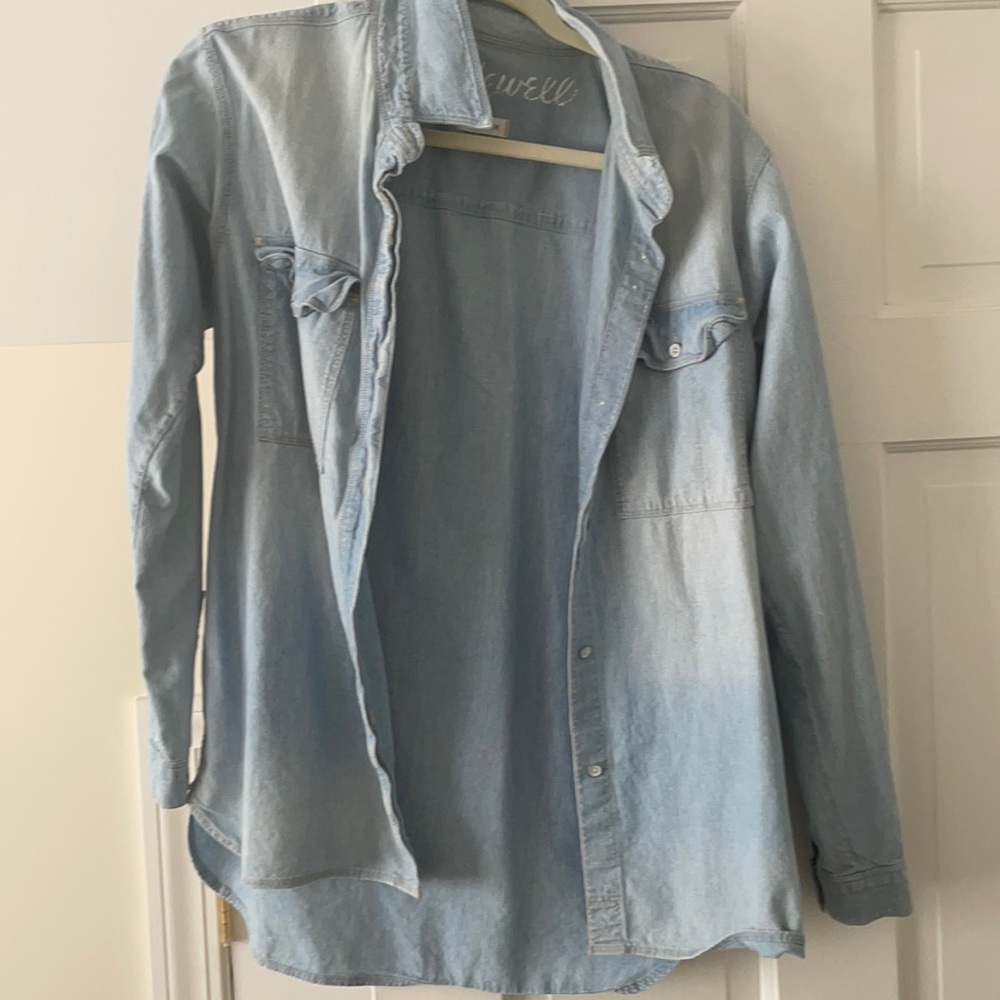 Madewell light denim button down.